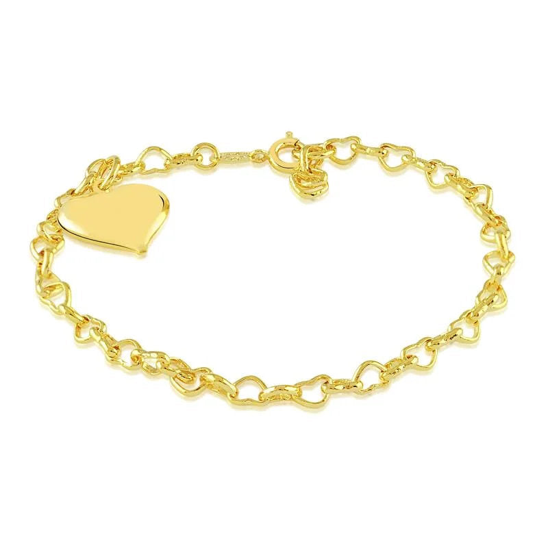 Pulsera Eslabonada Corazon Enchapado