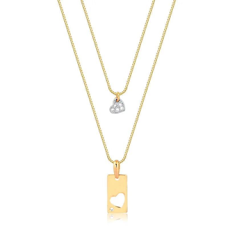 Cadena Con Dije Doble Corazon Enchapado