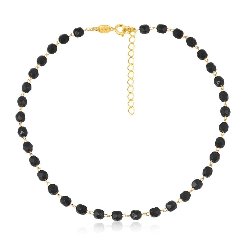 Chokers Piedra Negra Enchapado