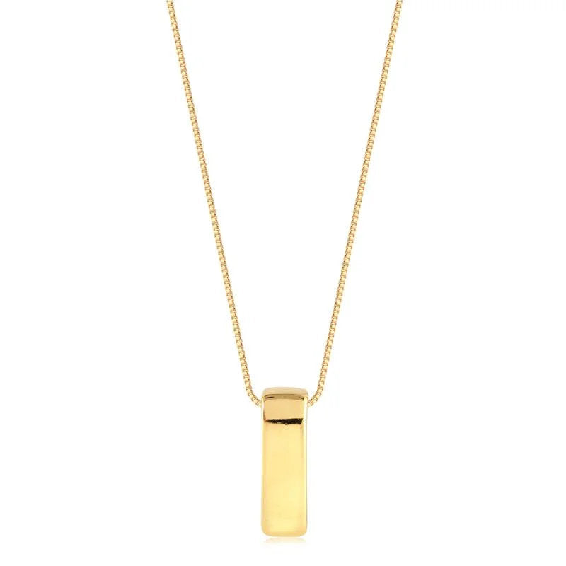 Cadena Con Dije Rectangular Enchapado