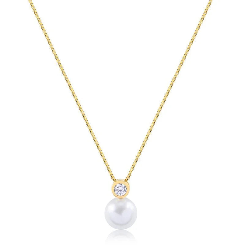 Cadena Con Dije Perla Enchapado
