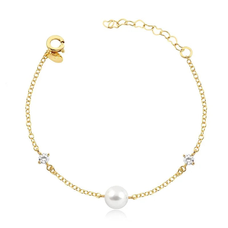 Pulsera Con Perla Enchapado