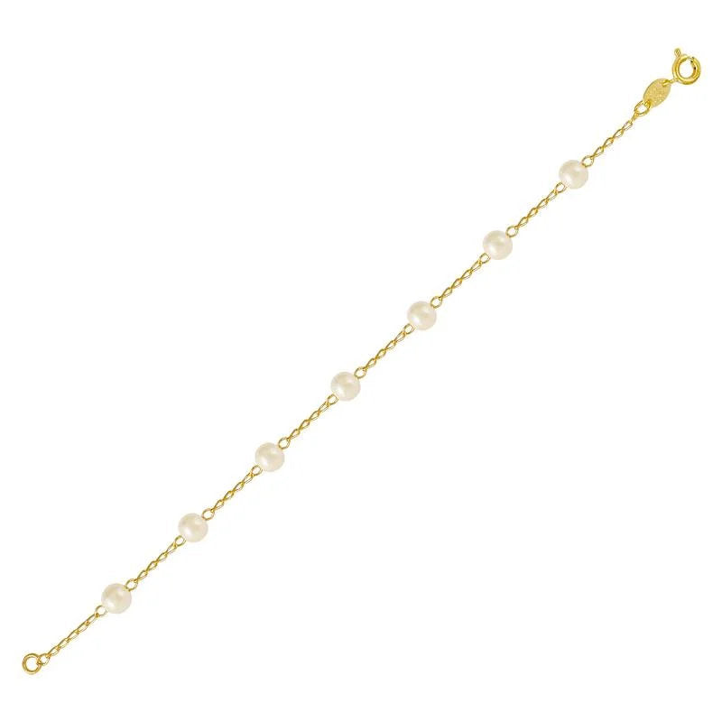 Pulsera Con Perla Enchapado