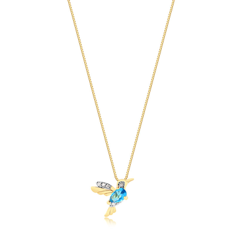 Cadena Con Dije Colibri Celeste Enchapado