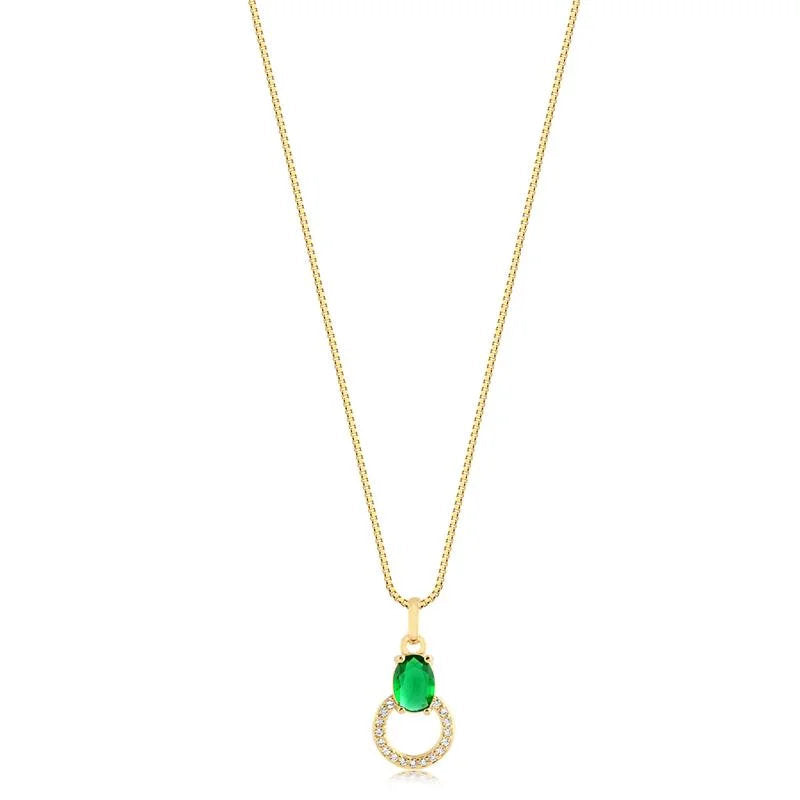 Cadena Con Dije Piedra Enchapado