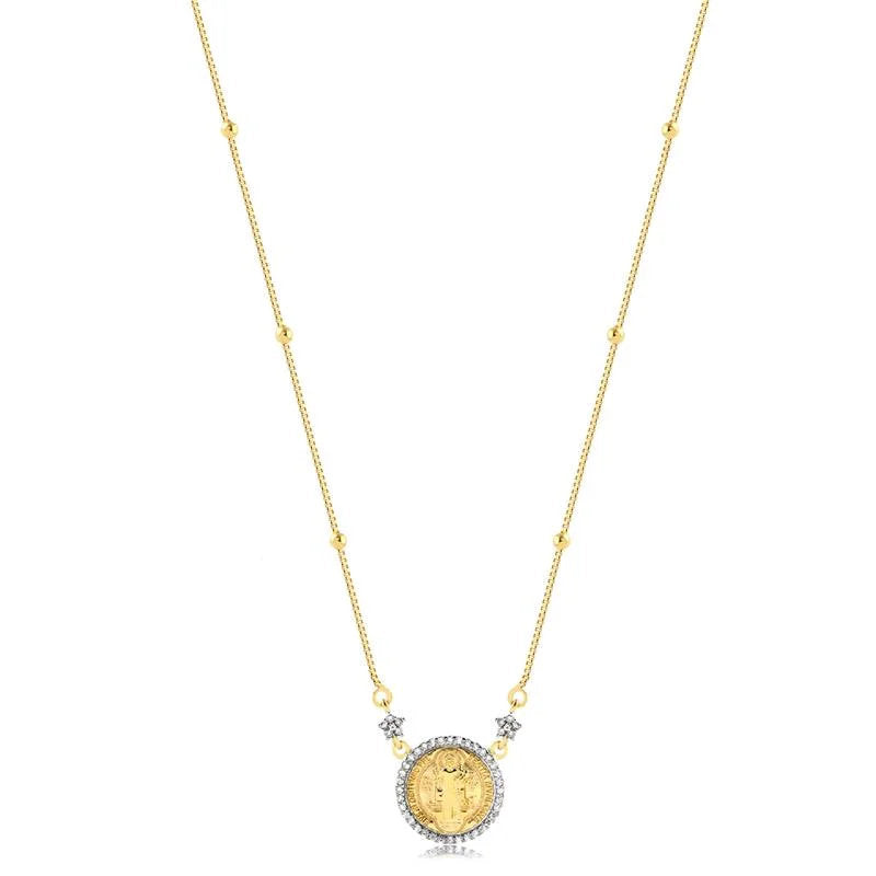 Cadena Con Dije San Benito Enchapado