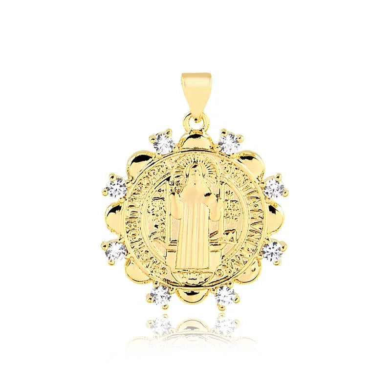 Cadena Con Dije San Benito Enchapado