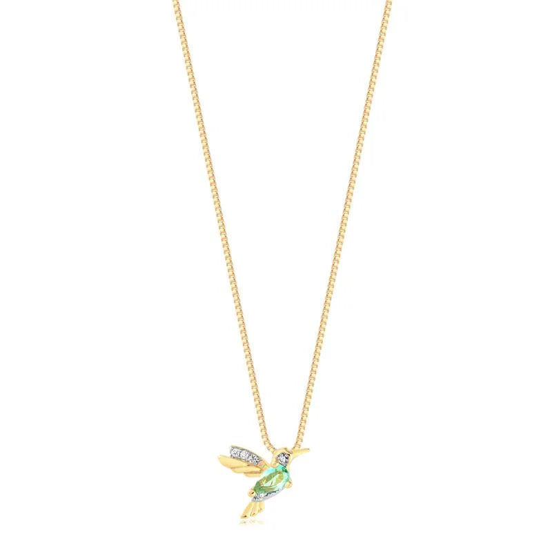 Cadena Con Dije Colibri Verdea Enchapado