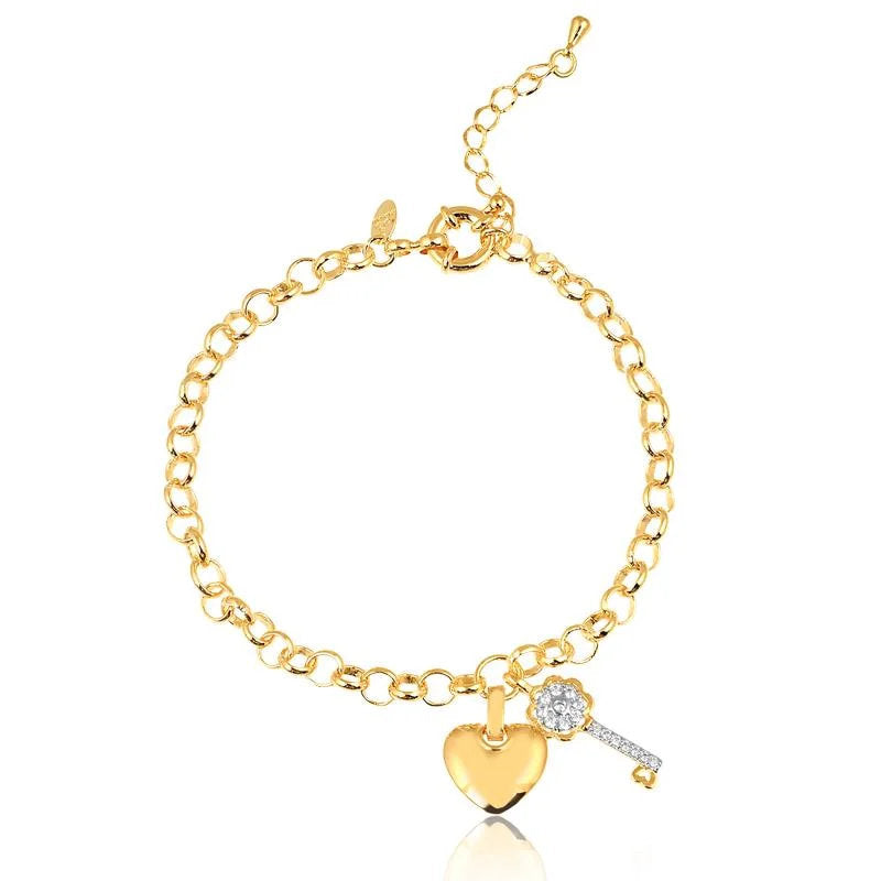 Pulsera Con Dije Corazon Enchapado