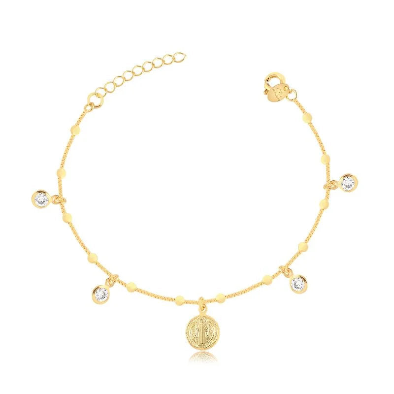Pulsera Con Dije San Benito Enchapado