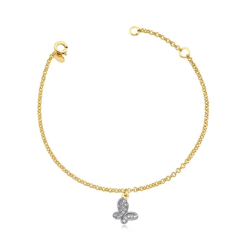 Pulsera Con Dije Mariposa Enchapado